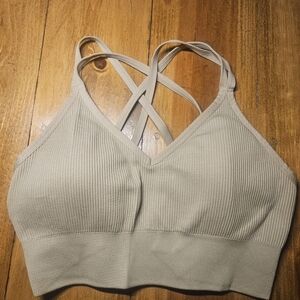 Aerie Crisscross Ribbed Sports Bra - Light Tan Athletic Wear Womens XL